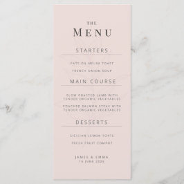 Minimalist Botanical Wedding Menu | Warm Blush Meny