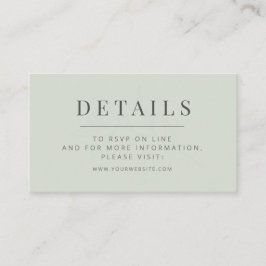 Minimalist Botanical Wedding  Pale Sage Tilläggskort