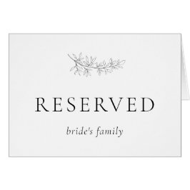 Minimalist Botanical Wedding Reserved Seating Card Hälsningskort