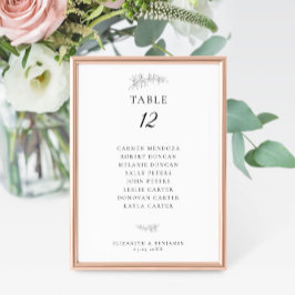 Minimalist Botanical Wedding Seating Chart Budget Bordsnummer