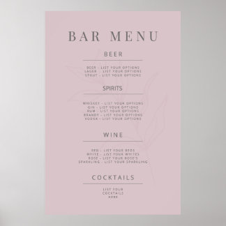 Minimalist Botanical Wedding Sign Dusky Rose Poster