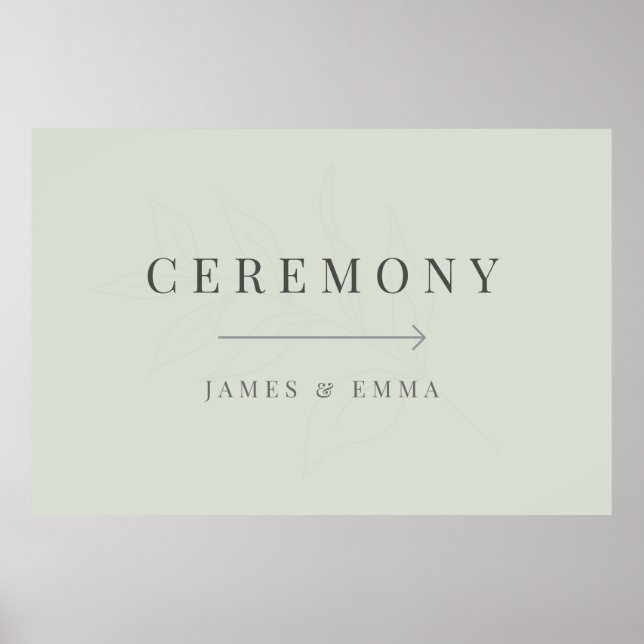Minimalist Botanical Wedding Sign Pale Sage Poster (Framsidan)