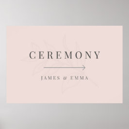 Minimalist Botanical Wedding Sign Warm Blush Poster