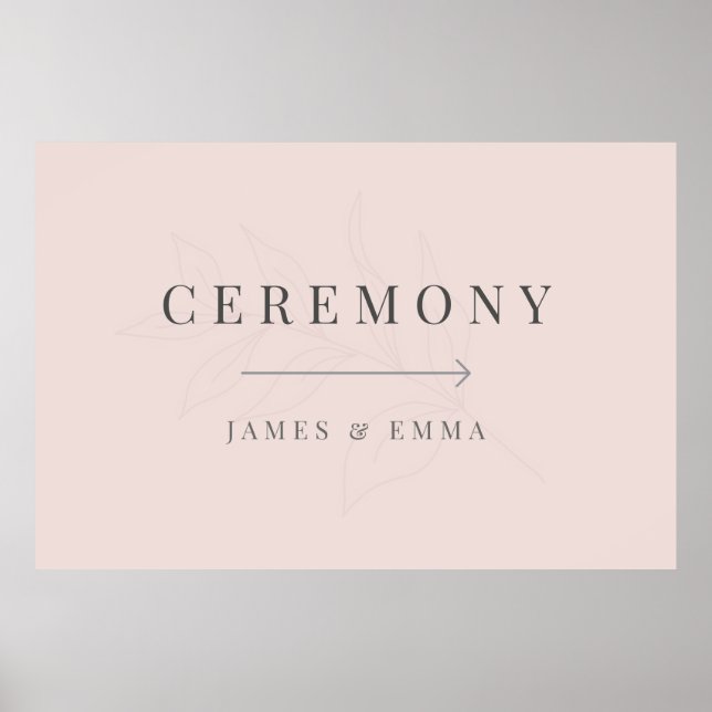 Minimalist Botanical Wedding Sign Warm Blush Poster (Framsidan)