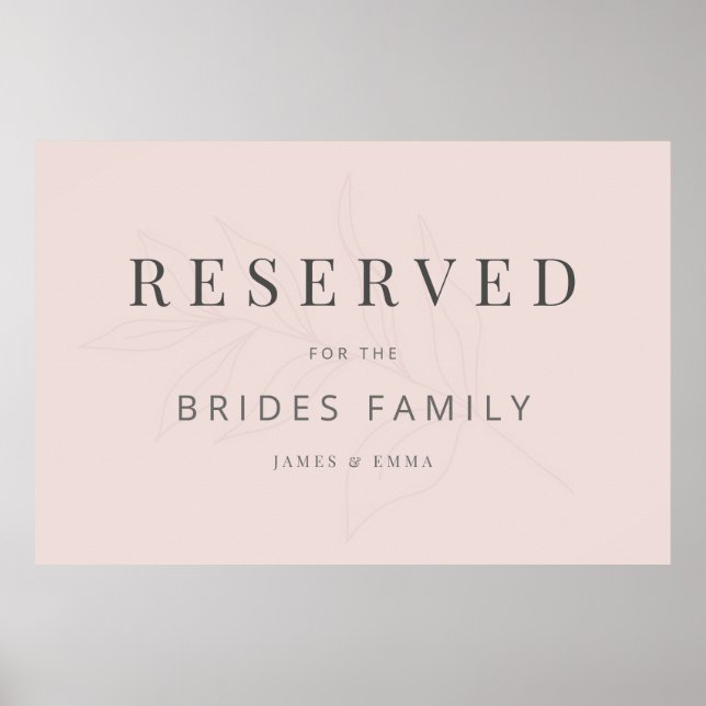 Minimalist Botanical Wedding Sign Warm Blush Poster (Framsidan)