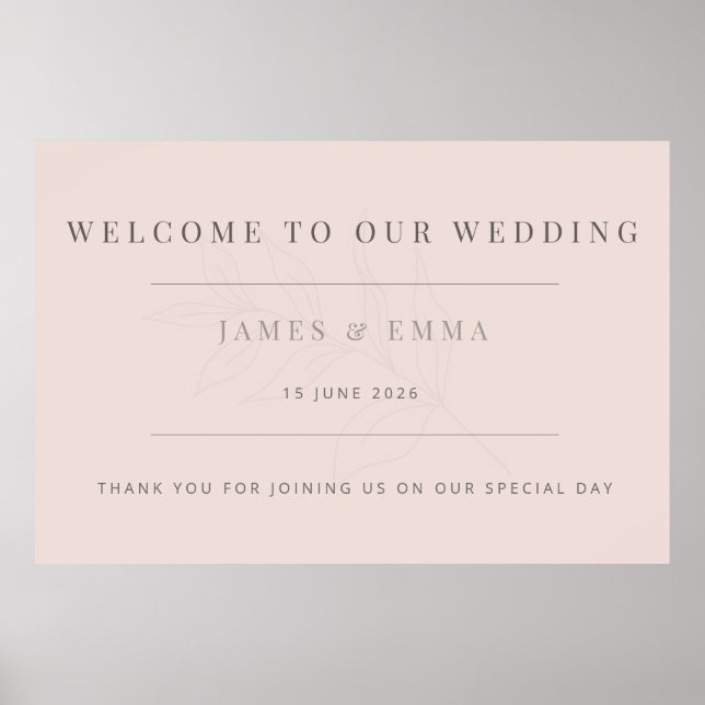 Minimalist Botanical Wedding Warm Blush Poster (Framsidan)