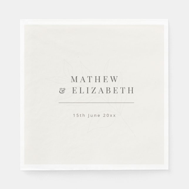 Minimalist botanical Wedding  | Warm White Pappersservett (Framsidan)