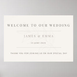 Minimalist Botanical Wedding Warm White Poster