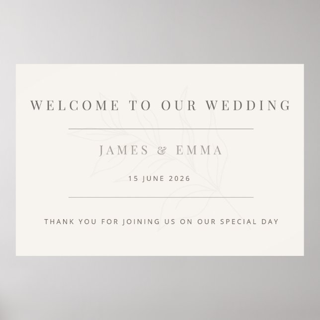 Minimalist Botanical Wedding Warm White Poster (Framsidan)