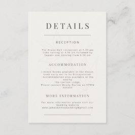 Minimalist Botanical Wedding Warm White Tilläggskort