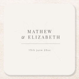 Minimalist botanical Wedding  | Warm White Underlägg Papper Kvadrat