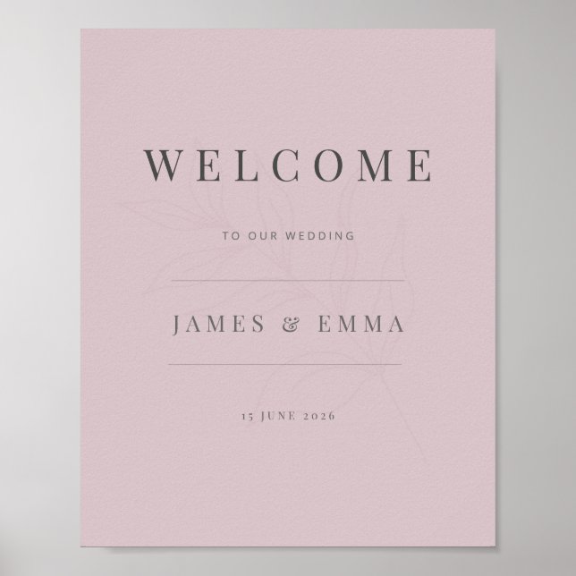 Minimalist Botanical Welcome Sign Dusky Rose Poster (Framsidan)