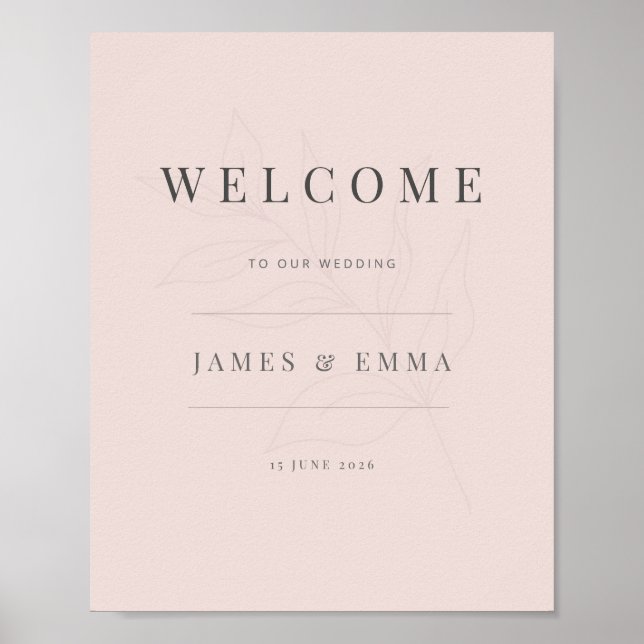 Minimalist Botanical Welcome Sign | Warm Blush Poster (Framsidan)