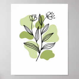 Minimalist Botanical Wildflowers Line Art  Poster