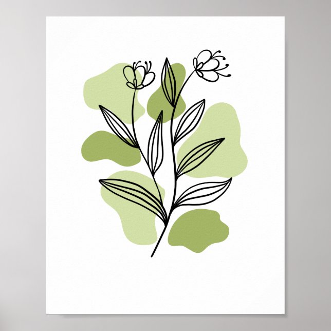 Minimalist Botanical Wildflowers Line Art  Poster (Framsidan)