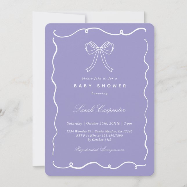 Minimalist Bow Baby Shower Girl Inbjudningar (Framsida)