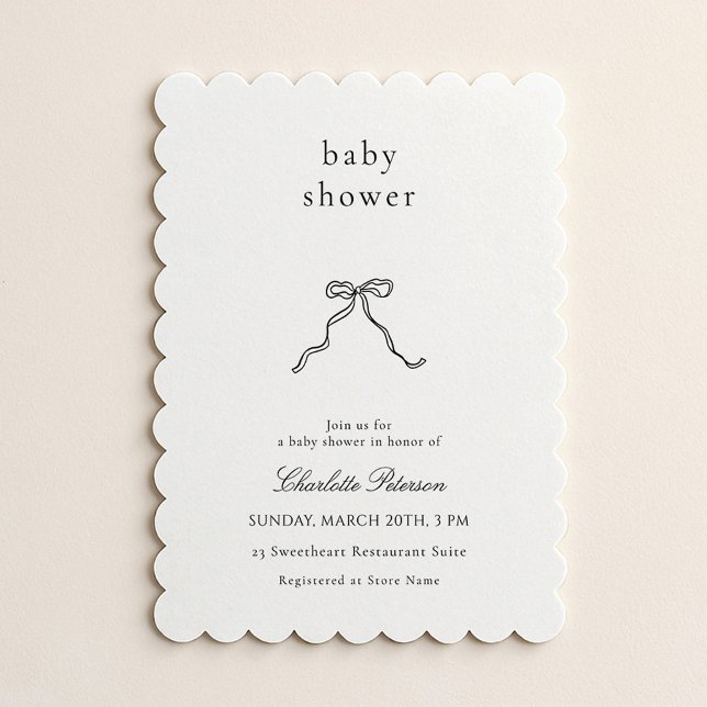 Minimalist Bow Baby Shower Invitation Inbjudningar (Skapare uppladdad)