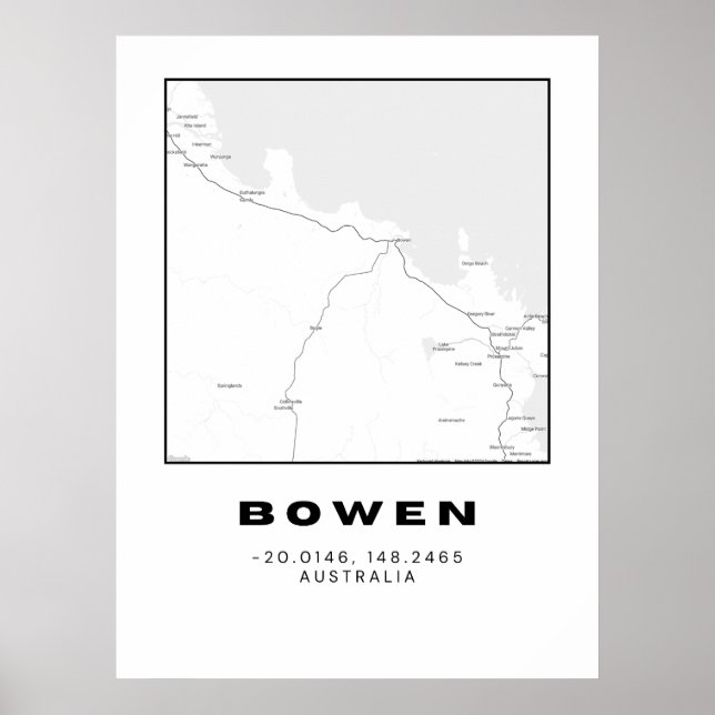Minimalist Bowen Karta med koordinater Poster (Framsidan)