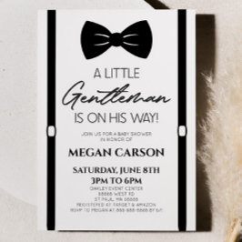 Minimalist Bowtie A Little gentleman Baby Shower Inbjudningar