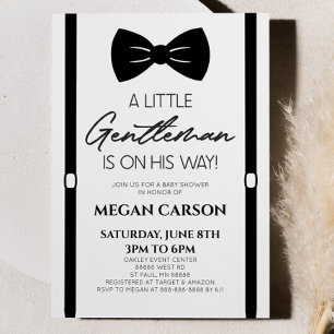 Minimalist Bowtie A Little gentleman Baby Shower Inbjudningar