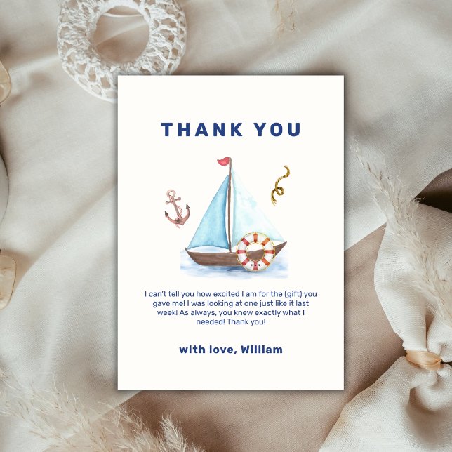 Minimalist Boy Nautical Sailboat Shower Tack Kort (Minimalist Boy Nautical Sailboat Baby Shower Thank You Card)