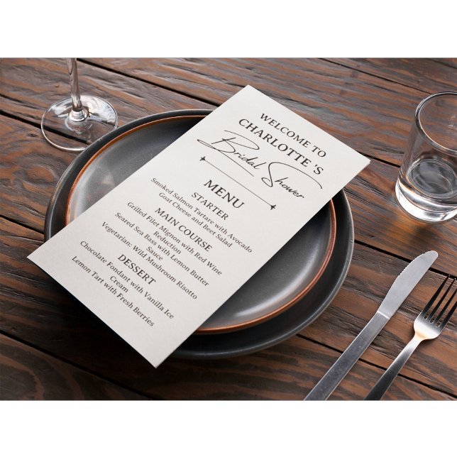 Minimalist Bridal Shower Menu Card Meny (Skapare uppladdad)
