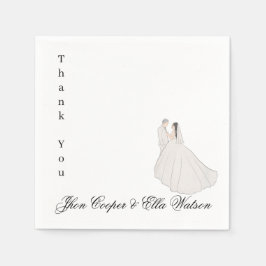 Minimalist Bride and Groom Wedding Illustration Pappersservett