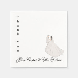 Minimalist Bride and Groom Wedding Illustration Pappersservett