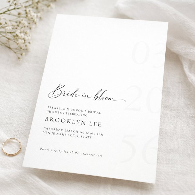 Minimalist Bride In Bloom bridal Shower Invitation Inbjudningar (Skapare uppladdad)