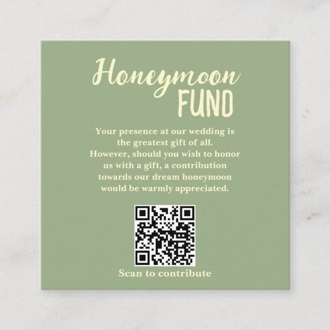 Minimalist Bröllopspresent QR-kod Smekmånadsgåva Tilläggskort (Framsida)