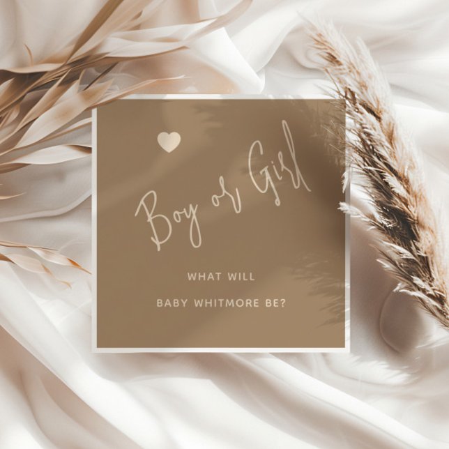 Minimalist Brown Boy eller Girl Gender Reveal Pappersservett (Skapare uppladdad)