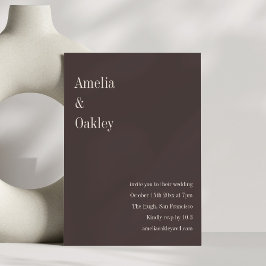Minimalist Brown Elegant Chic Modern Wedding Inbjudningar