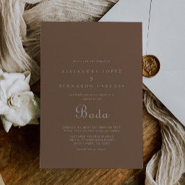 Minimalist Brown Evening Boho Boda Bröllop Inbjudningar