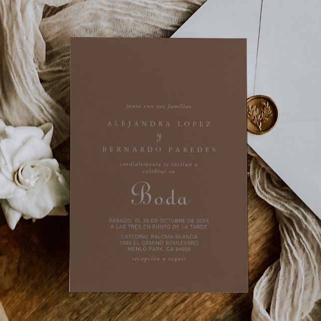 Minimalist Brown Evening Boho Boda Bröllop Inbjudningar (Skapare uppladdad)