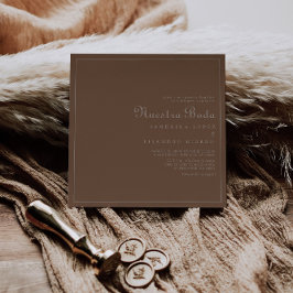 Minimalist Brown Evening Boho Nuestra Boda Bröllop Inbjudningar