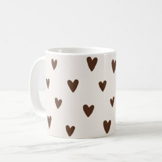 Minimalist Brown Hearts Pattern | Aesthetic Neutra Kaffemugg