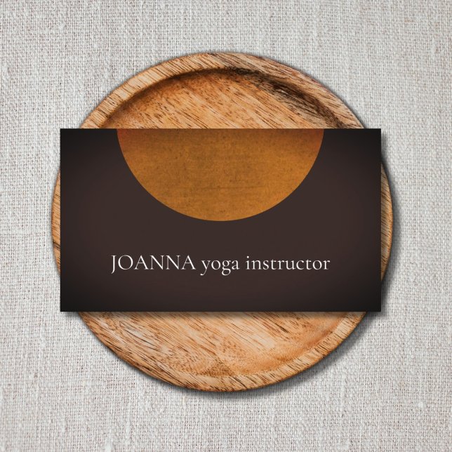 Minimalist Brown Orange Yoga Instructor Visitkort (Skapare uppladdad)