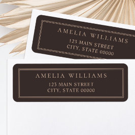 Minimalist Brown Two Border Return Address Returadress Etikett