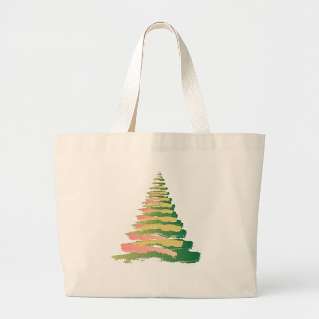 Minimalist Brushstroke Christmas Tree Jumbo Tygkasse (Framsidan)
