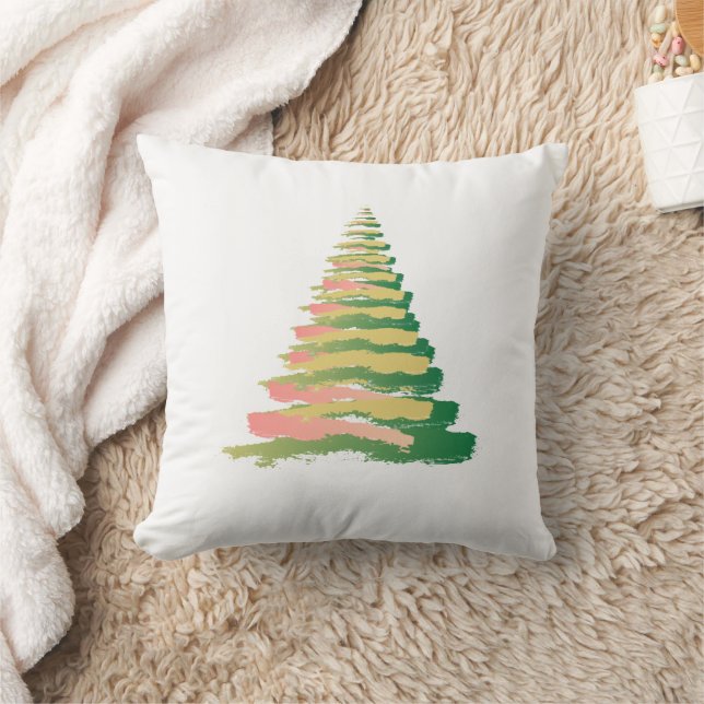 Minimalist Brushstroke Christmas Tree Kudde (Filt)