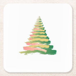 Minimalist Brushstroke Christmas Tree Underlägg Papper Kvadrat
