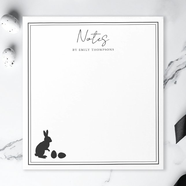 Minimalist Bunny And Eggs In Black Modern Easter Anteckningsblock (Skapare uppladdad)