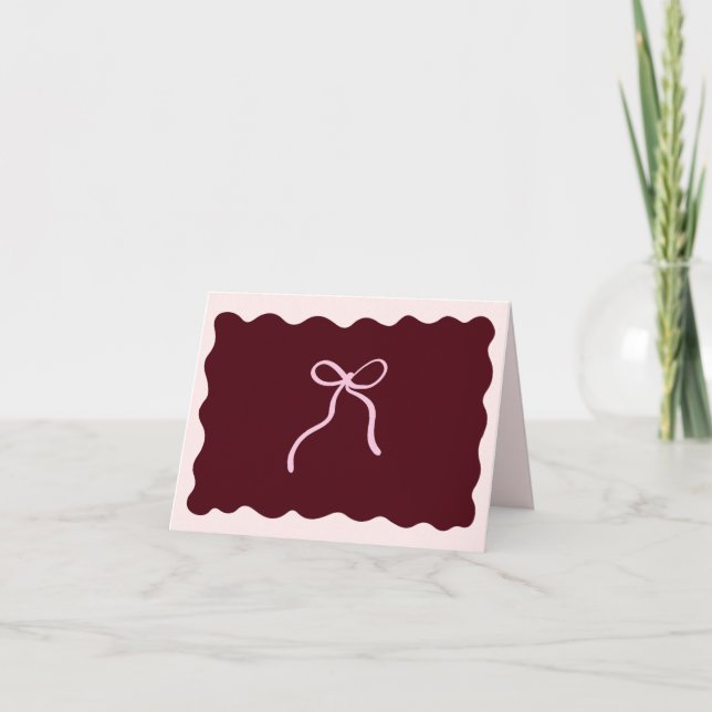 Minimalist Burgunder Vikad Tacksamhetskort  Tack Kort (Framsida)