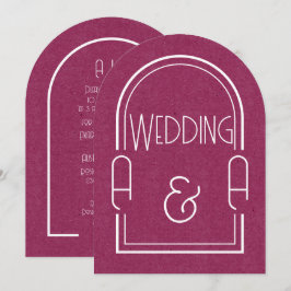 Minimalist Burgundy and White Arch Wedding Inbjudningar