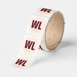 Minimalist Burgundy Pink Personalized Monogram Runt Klistermärke
