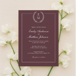 Minimalist Burgundy Wedding Invitation Inbjudningar