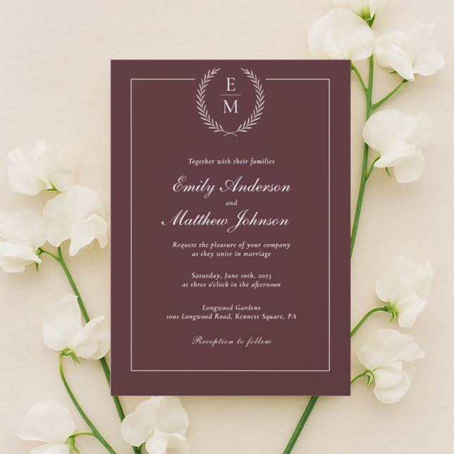 Minimalist Burgundy Wedding Invitation Inbjudningar (Skapare uppladdad)