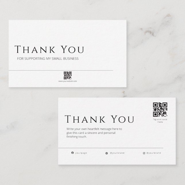  Minimalist Business Card, QR Code Insert Card Visitkort (Fram/baksida)