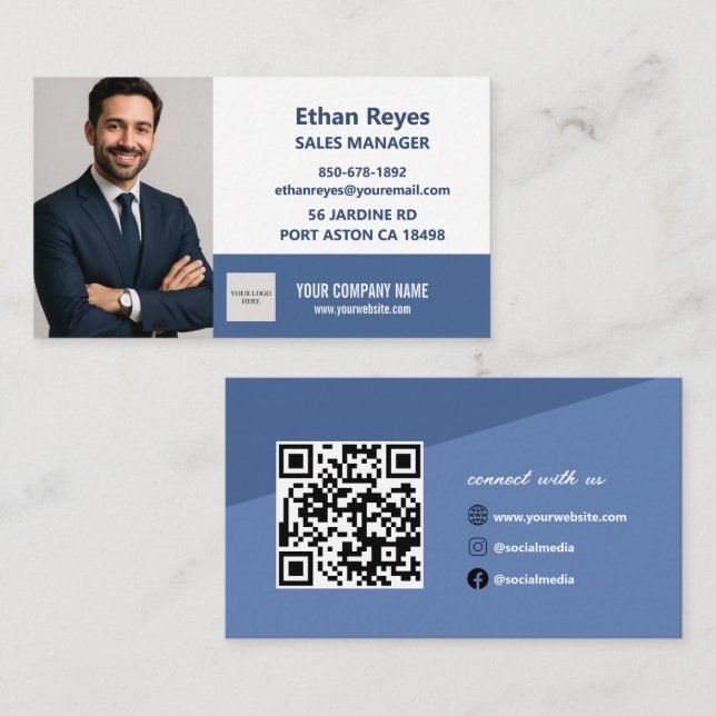 Minimalist Business Card QR Code Social Medias Visitkort (Fram/baksida)