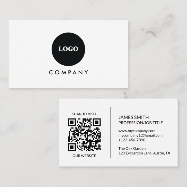 Minimalist Business Card | QR code Visitkort (Fram/baksida)